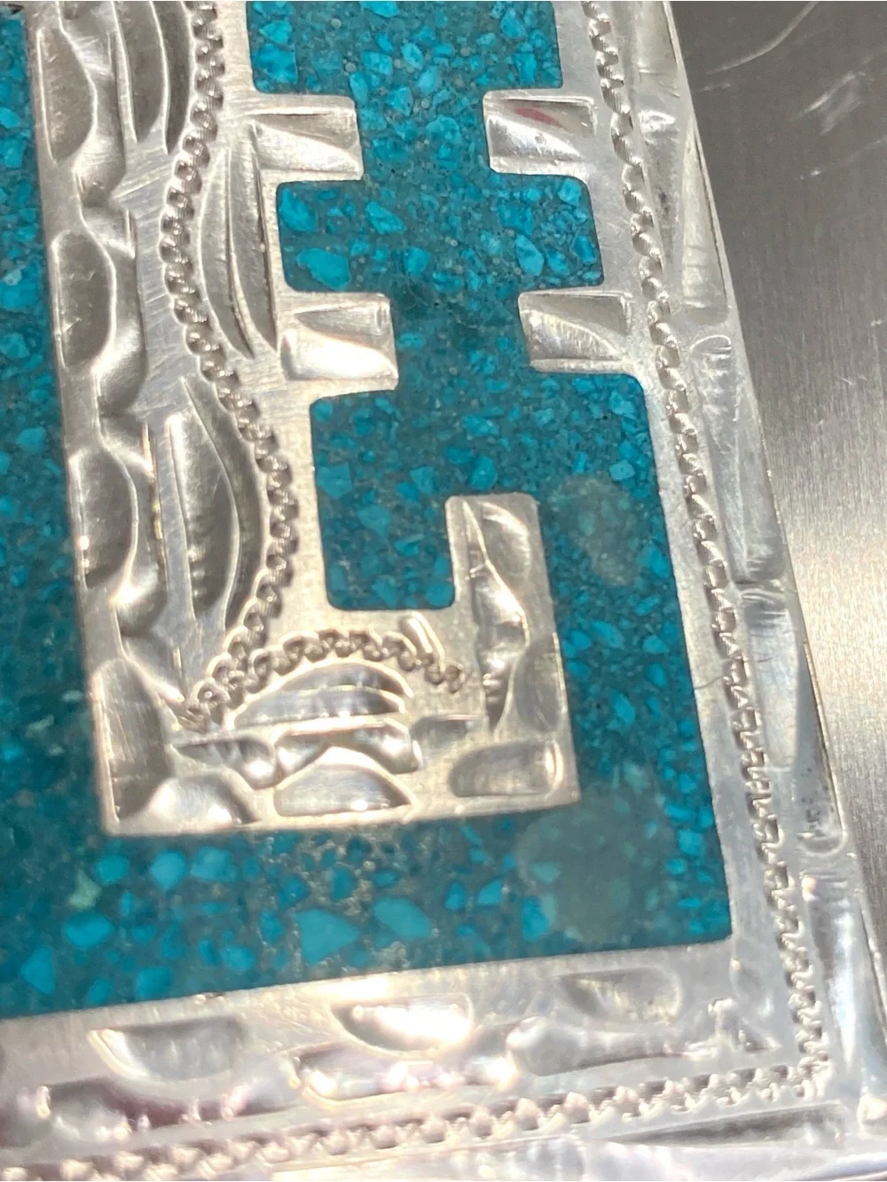 Men’s Sterling Silver Belt Buckle Plata De Jalisco VHLC 925 Blue Inlay